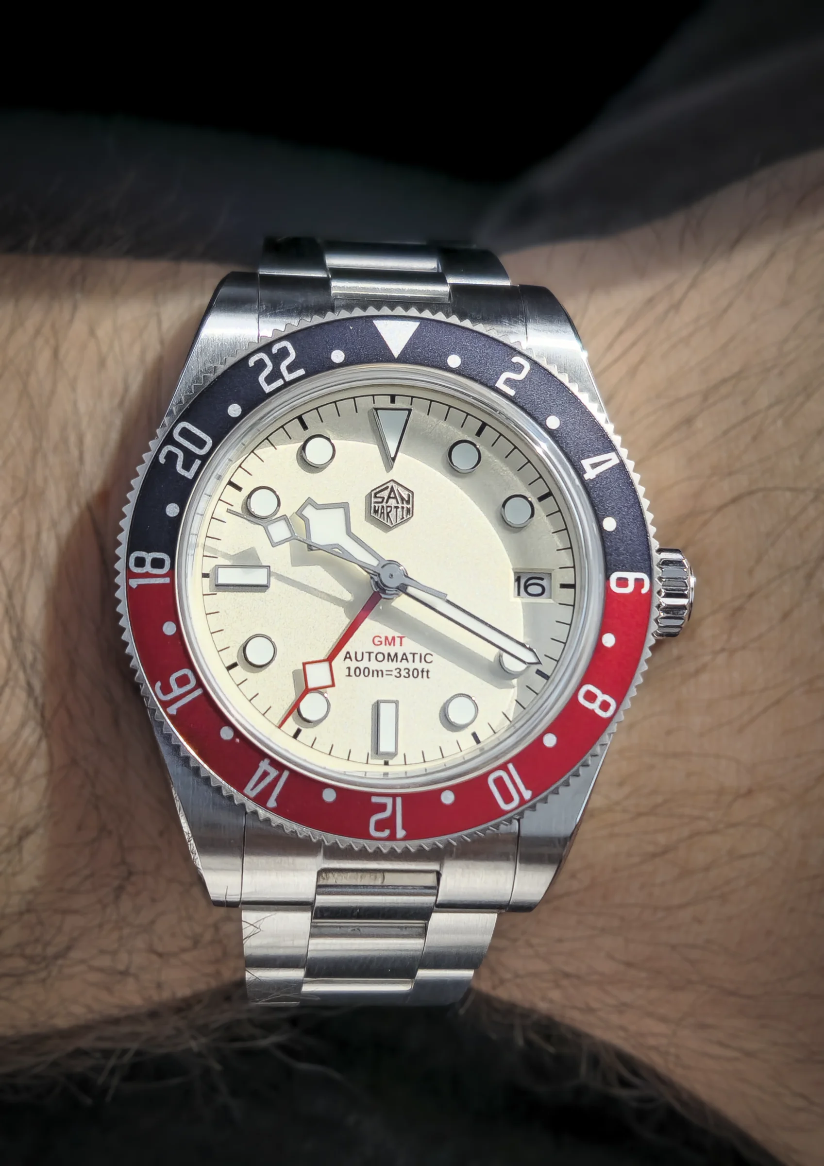 San Martin SN0109-G Pepsi GMT Cream Dial - Pre-Owned Excellent - Image 4