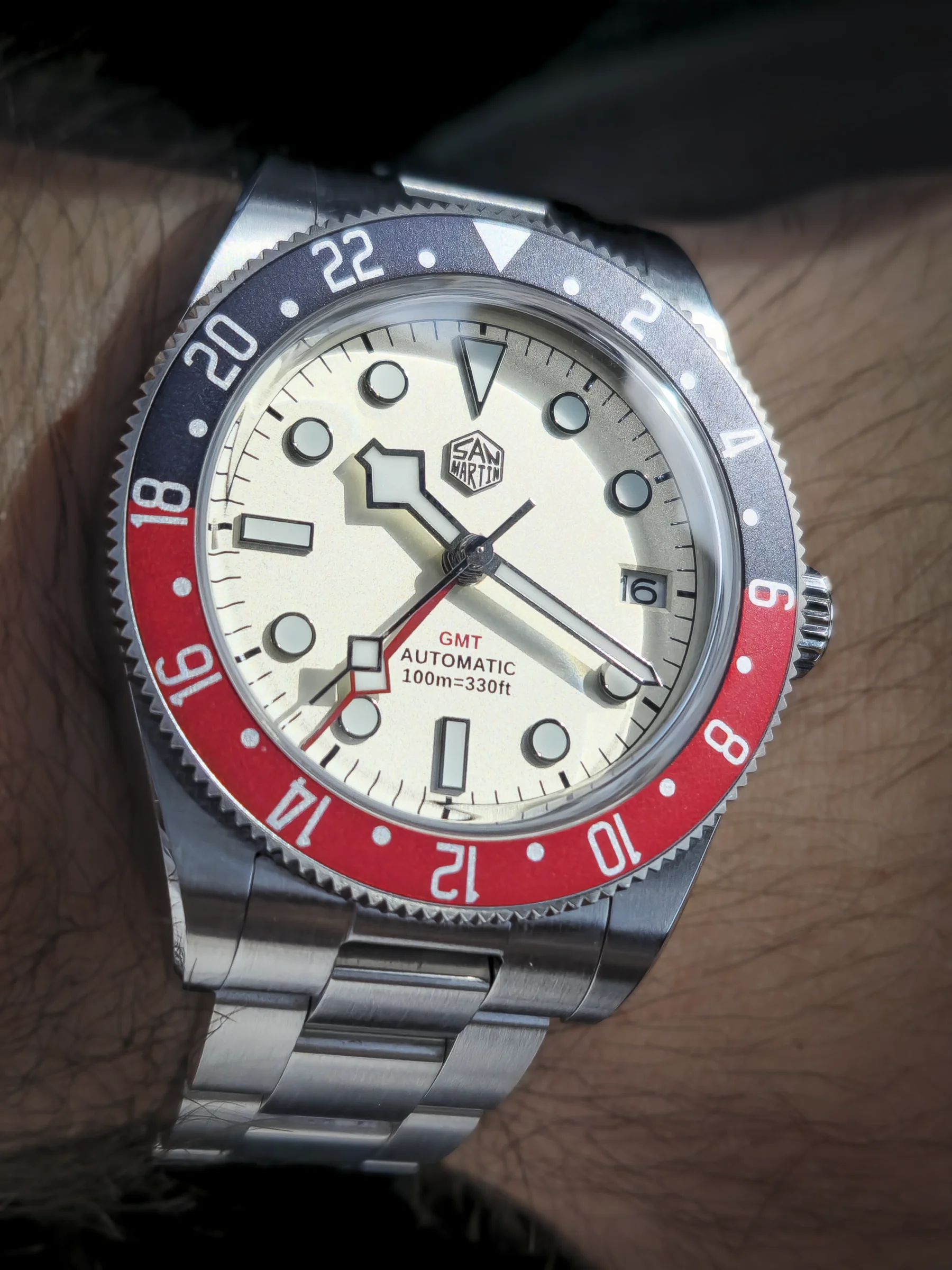 San Martin SN0109-G Pepsi GMT Cream Dial - Pre-Owned Excellent - Image 2