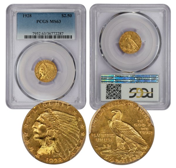 1928 $2.50 Gold Indian MS63 PCGS (36772287) Quarter Eagle