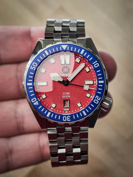 Erebus Titan Diver - Red Dial Blue Bezel - Excellent Condition
